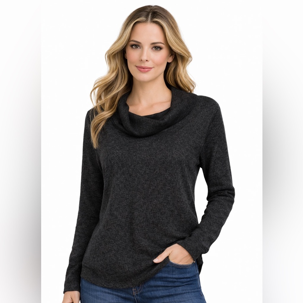 Workshop Republic Clothing Charcoal Cowl Neck Knit Sweater Size Large